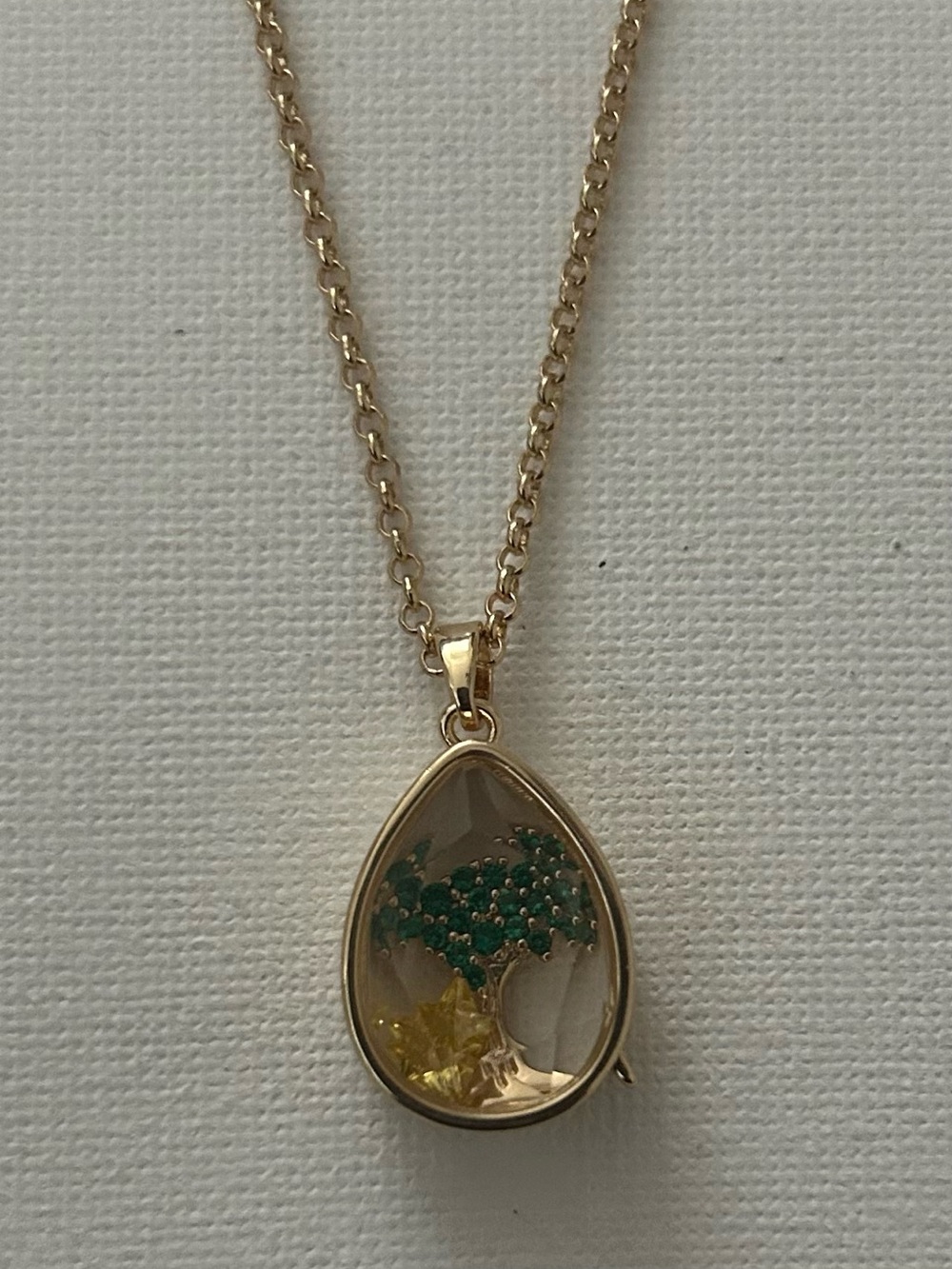 Locket Necklace with Two Charms: Tree of Life and Golden Star
